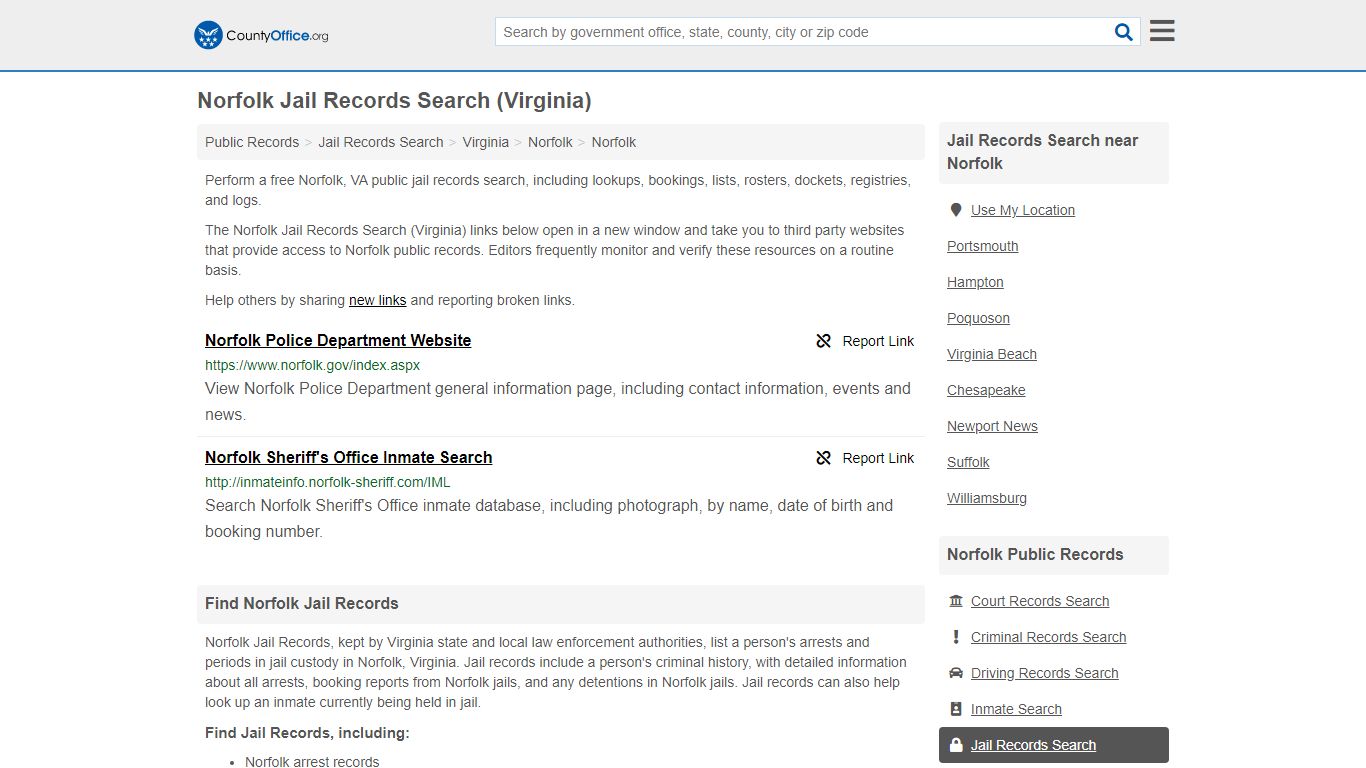 Jail Records Search - Norfolk, VA (Jail Rosters & Records)